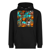 Black western sunset bison and sunflowers seamless pattern Heavyweight Hoodie - HRA Design Shop