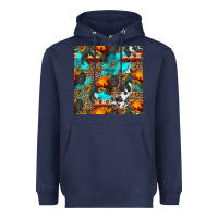 Navy western sunset bison and sunflowers seamless pattern Heavyweight Hoodie - HRA Design Shop