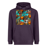 Plum western sunset bison and sunflowers seamless pattern Heavyweight Hoodie - HRA Design Shop
