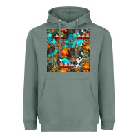 Sage western sunset bison and sunflowers seamless pattern Heavyweight Hoodie - HRA Design Shop