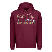 Burgundy girls trip cheaper than therapy Premium Hoodie - MaliasSmallBusiness