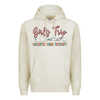 Oatmeal Heather girls trip cheaper than therapy Premium Hoodie - MaliasSmallBusiness