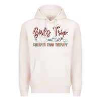 Pale Pink girls trip cheaper than therapy Premium Hoodie - MaliasSmallBusiness