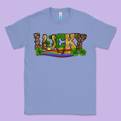 Classic Tee st patricks shamrock gold with rainbow