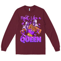 Burgundy fight like a queen lupus awareness afro girl sneak Long Sleeve Tee - RanaPortraitStore