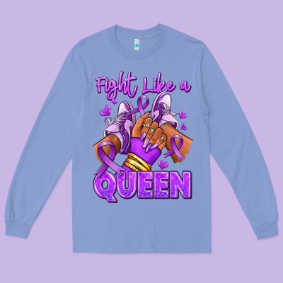 Long Sleeve Tee fight like a queen lupus awareness afro girl sneak