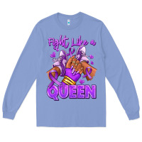 Colony Blue fight like a queen lupus awareness afro girl sneak Long Sleeve Tee - RanaPortraitStore