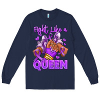 Navy fight like a queen lupus awareness afro girl sneak Long Sleeve Tee - RanaPortraitStore