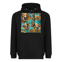 Black western sunflowers cow seamless pattern Heavyweight Hoodie - HRA Design Shop