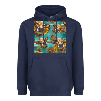 Navy western sunflowers cow seamless pattern Heavyweight Hoodie - HRA Design Shop