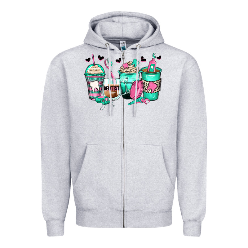 Dentist Coffee Cups Zipper Hoodie by Zillion Design Studio | Teevron
