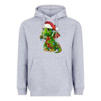 Heather Grey Christmas Cute Dragon Heavyweight Hoodie - FaDigitalArtStudio