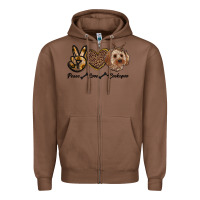 Chestnut peace love cockapoo Zipper Hoodie - RanaPortraitStore