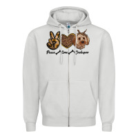 Dove Grey peace love cockapoo Zipper Hoodie - RanaPortraitStore