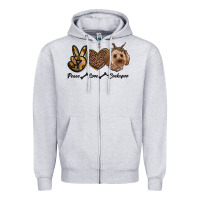 Heather Grey peace love cockapoo Zipper Hoodie - RanaPortraitStore