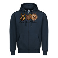 Navy peace love cockapoo Zipper Hoodie - RanaPortraitStore