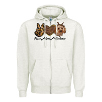 Oatmeal Heather peace love cockapoo Zipper Hoodie - RanaPortraitStore