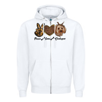 White peace love cockapoo Zipper Hoodie - RanaPortraitStore
