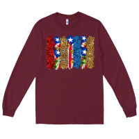 Burgundy puerto rico republic brushstrokes Long Sleeve Tee - RanaPortraitStore
