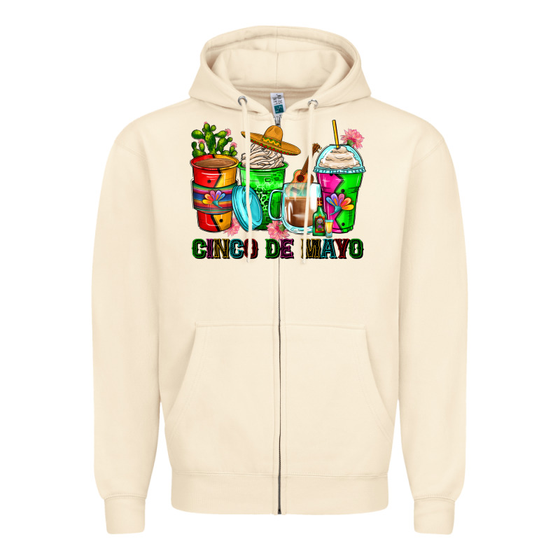 Cinco De Mayo Coffee Cups Zipper Hoodie by Zillion Design Studio | Teevron