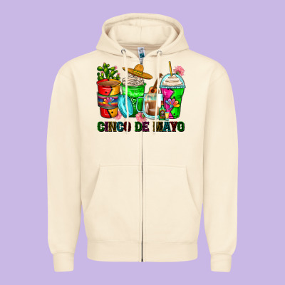 Cinco De Mayo Coffee Cups Zipper Hoodie Designed By Zillion Design Studio