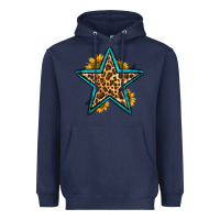 Navy western leopard star Heavyweight Hoodie - HRA Design Shop