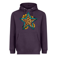 Plum western leopard star Heavyweight Hoodie - HRA Design Shop