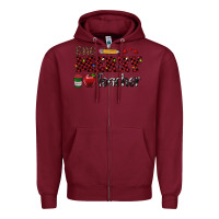 Burgundy one merry teacher Zipper Hoodie - RanaPortraitStore