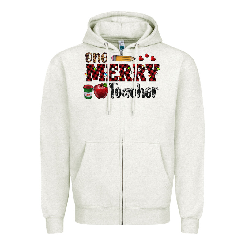 One Merry Teacher Zipper Hoodie by RanaPortraitStore | Teevron