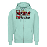 Seafoam one merry teacher Zipper Hoodie - RanaPortraitStore