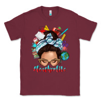 Burgundy teacher life messy bun Classic Tee - texasbilliewilder