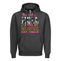 Charcoal Heather the only hell my momma ever raised Zipper Hoodie - texasbilliewilder