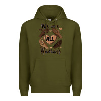 Army Green we are all humans Premium Hoodie - MaliasSmallBusiness
