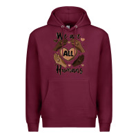 Burgundy we are all humans Premium Hoodie - MaliasSmallBusiness