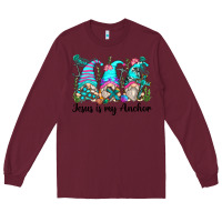 Burgundy jesus is my anchor gnomes Long Sleeve Tee - Zillion Design Studio
