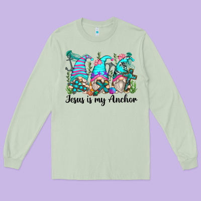 Jesus Is My Anchor Gnomes Long Sleeve Tee Designed By Zillion Design Studio