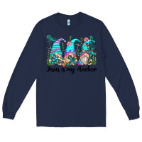 Navy jesus is my anchor gnomes Long Sleeve Tee - Zillion Design Studio