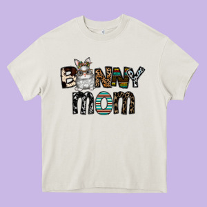 Bunny Mom Heavy Core Tee Designed By Cowhidedigitalart