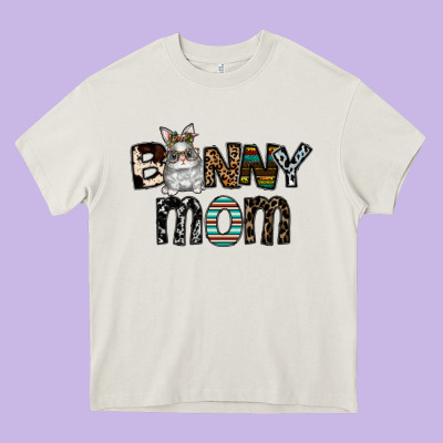 Bunny Mom Heavy Core Tee Designed By Cowhidedigitalart