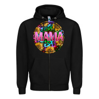 Black tie dye mama Zipper Hoodie - texasbilliewilder