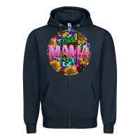 Navy tie dye mama Zipper Hoodie - texasbilliewilder