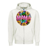 Oatmeal Heather tie dye mama Zipper Hoodie - texasbilliewilder