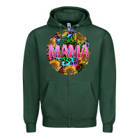 Sports Green tie dye mama Zipper Hoodie - texasbilliewilder