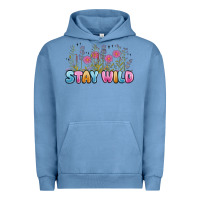 Pigment Pebble Blue stay wild Urban Hoodie - MaliasSmallBusiness