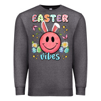 Charcoal Heather easter vibes smiley face Premium Sweatshirt - Artiststas
