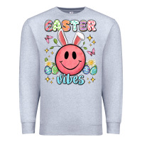Heather Grey easter vibes smiley face Premium Sweatshirt - Artiststas