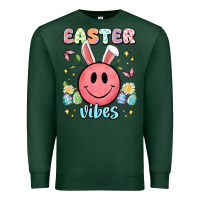 Sports Green easter vibes smiley face Premium Sweatshirt - Artiststas