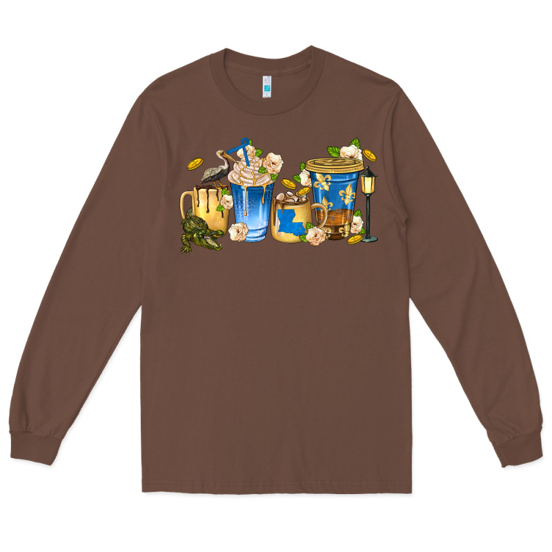 Louisiana Coffee Cups Long Sleeve Tee by texasbilliewilder | Teevron