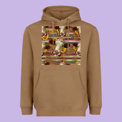 Western Hereford Cattle Seamless Pattern Heavyweight Hoodie Designed By Hra Design Shop