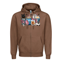Chestnut cat coffee cups Zipper Hoodie - Zillion Design Studio